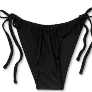 Juniors' Shirred Side-Tie High Leg Scoop Bikini Bottom  Xhilaration